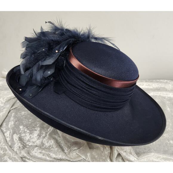 Chapeau Creations by Ruth Kropveld Navy Blue Womens Couture Hat main image 9